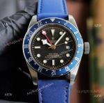 Replica Vintage Tudor Black Bay GMT Auto 41 Watch Antique Blue Bezel Leather Strap